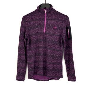 ICEBREAKER Long Sleeve Half Zip Bodyfit 260 Merino Wool Purple Pink L